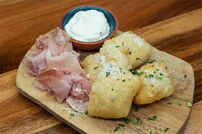 Gnocco Fritto appetizer made to enjoy before our Cacio Pepe near Cherry Hill, NJ.