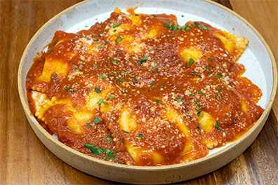 Cheese Ravioli made for takeout near Barclay-Kingston, Cherry Hill, New Jersey.